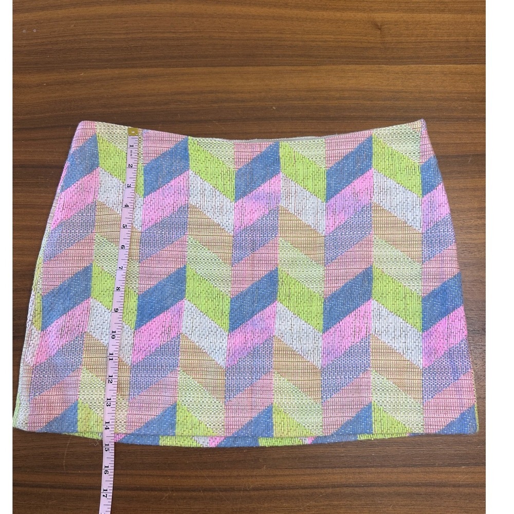 Milly Pastel Tweed Chevron Mini Skirt Size 12 Neon Clueless Mean Girls Retro Mod - Picture 4 of 7